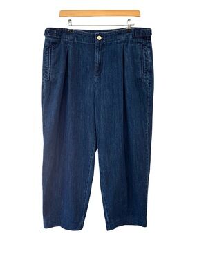 J. Crew women’s tapered jeans with pleats 32P petite blue high rise